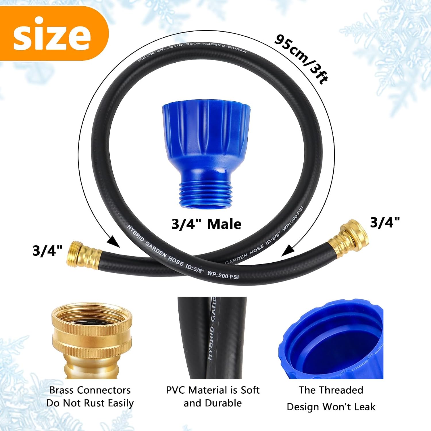 Lettry Garden Hose to Antifreeze Bottle Adapter Kit, Rv Winterizing Kit, Multifunctional 3/4'' Hose Male to Female for RV, Camper, Marine & Garden Hose