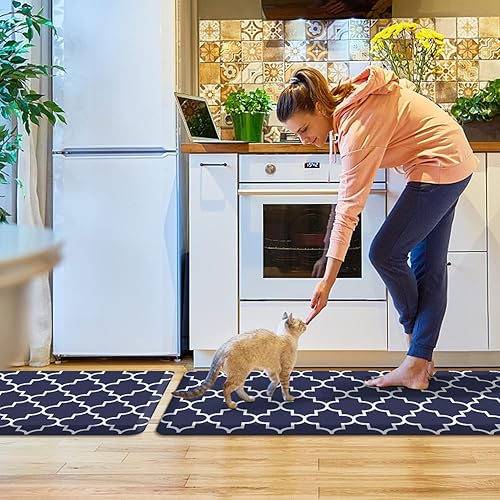 Miniatura 35 de KMAT - 2 tapetes acolchados para cocina, antifatiga, impermeables, antideslizantes, PVC resistente y espuma cómoda y ergonómica para estar de pie