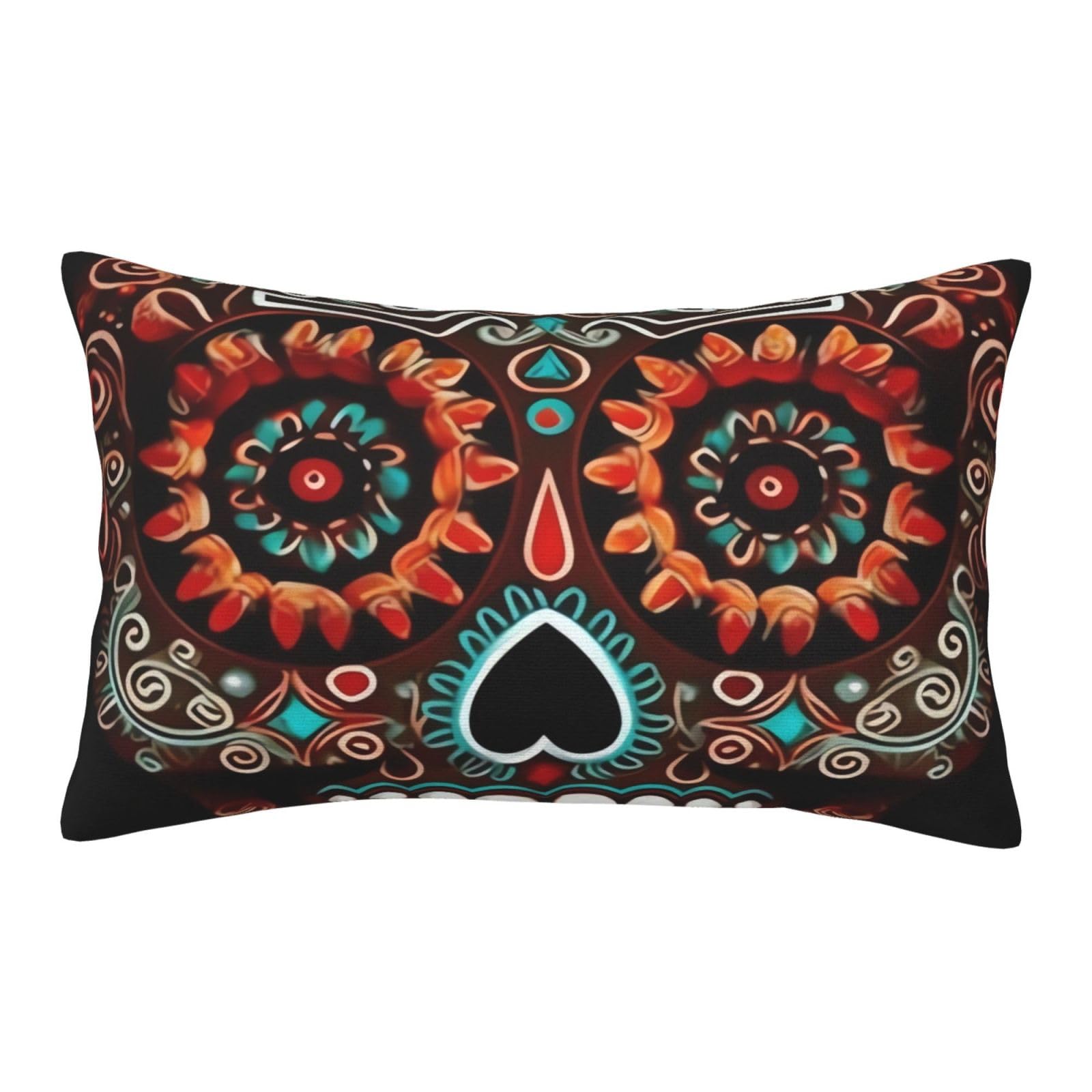 Velvet Pillowcases 14"x20" Ultra Soft Breathable Pillow Cases, Luxury Fuzzy Throw Pillow Covers with Zipper, Sugar Skulls Day of the Dead Pillow Shams All Seasons Decorative Cushion Cases for Couch