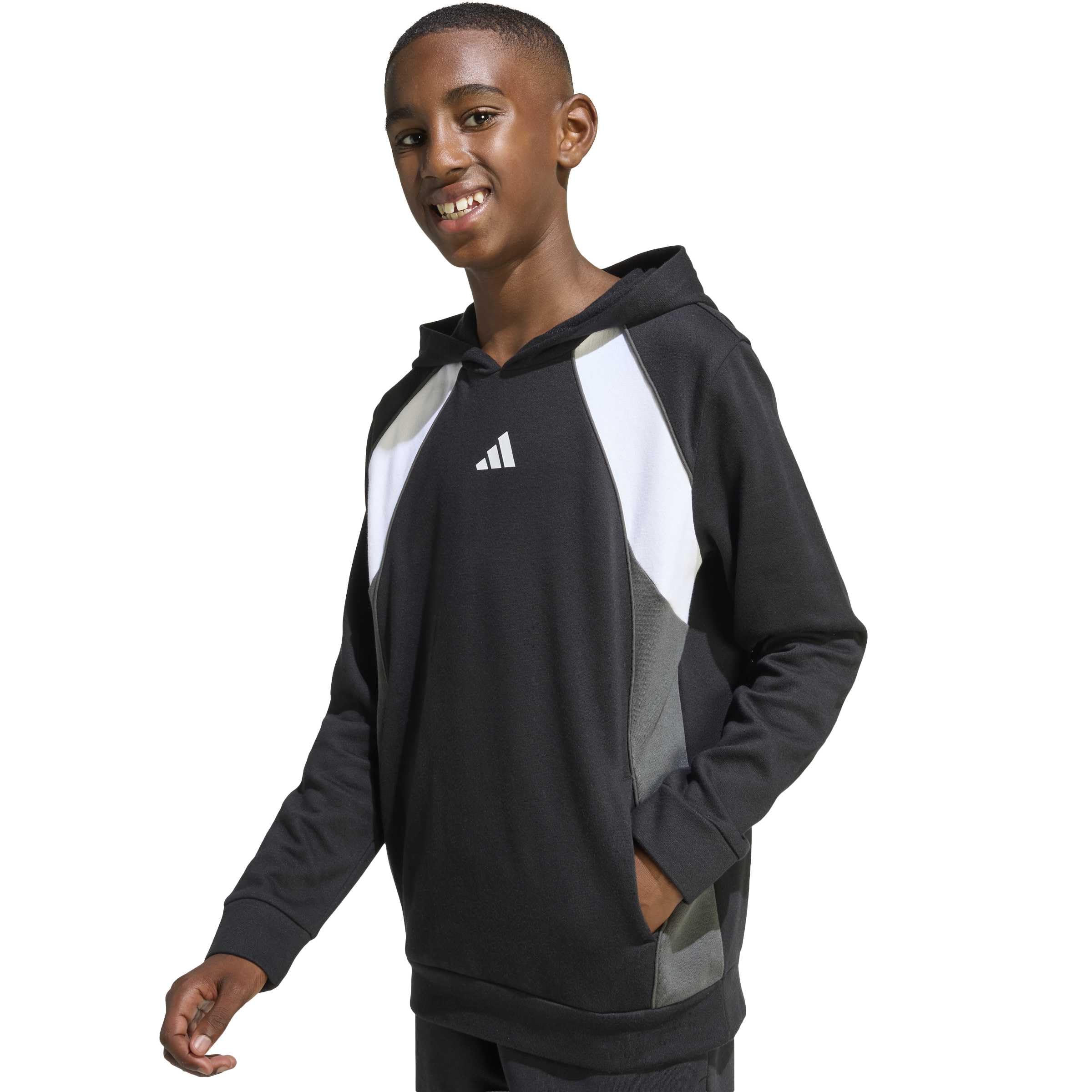 adidas Color Block Hoodie Felpa con Cappuccio Unisex - Bambini e Ragazzi
