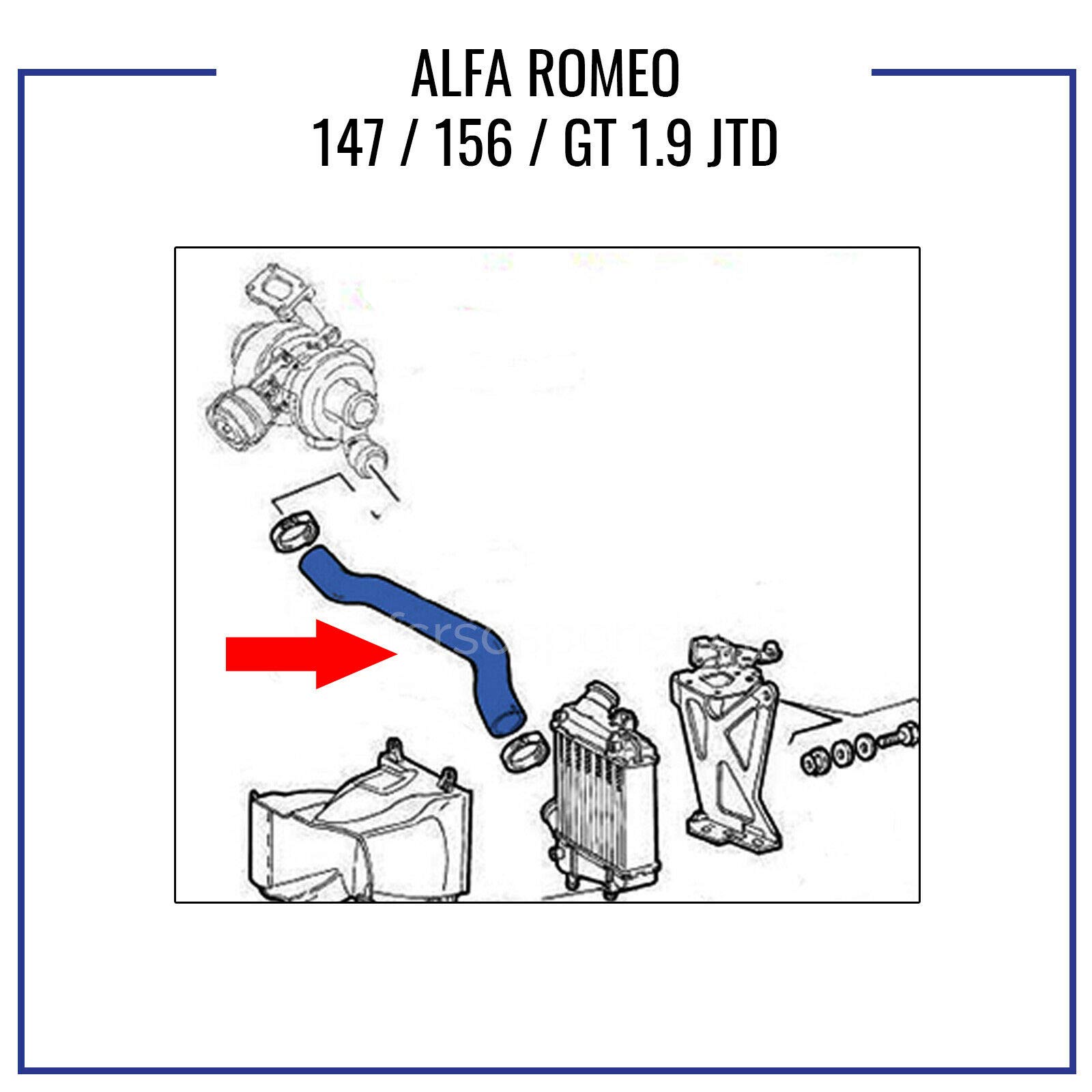 COMPATIBILE CON A L F A R O M E O 147, 156, GT 1.9 JTD TUBO ARIA MANICOTTO INTERCOOLER COMPATIBILE 51709470-50516355 - 60688575