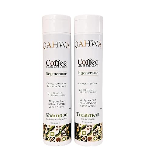 Duo Shampoo & Treatment Café + Jengibre + Ajo Todos los tipos de cabello con extractos naturales Limpia, estimula el crecimiento, sin sal, sin