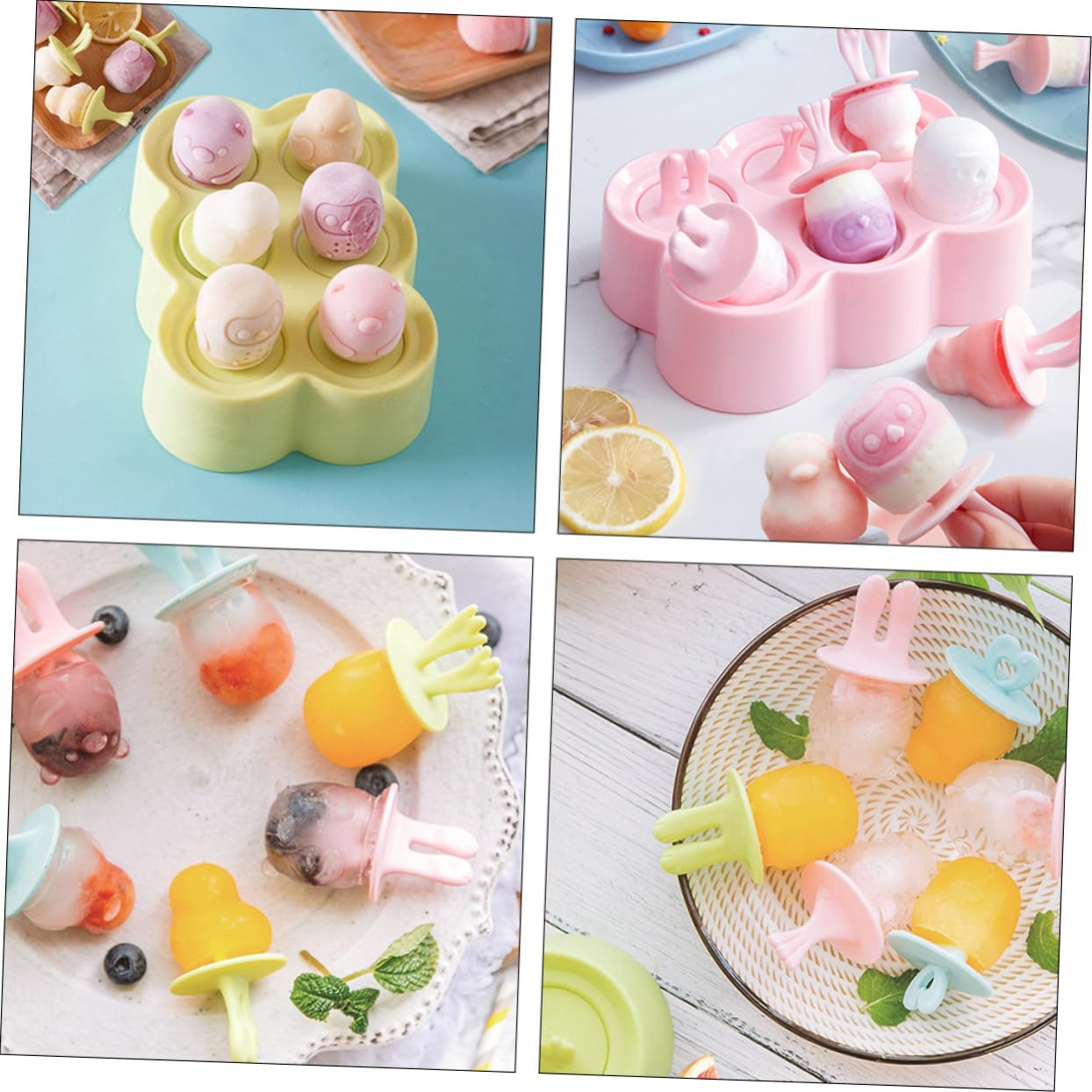 Moules à Glace en Silicone Réutilisables, 4 Pièces, Forme Animale, Légers et Faciles à Nettoyer pour Création DIY de Glaces Maison