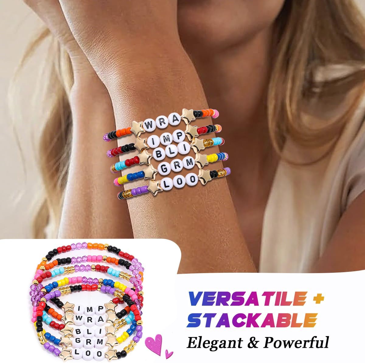 AICase for Helluva Boss Merch Gifts Toys Inspired Bracelets 5 Pcs Stackable Stretch Beaded Friendship Bracelets Stickers Poster Figure Costume Cosplay Merchandise Gifts for Fans Birthday Christmas - Image 5