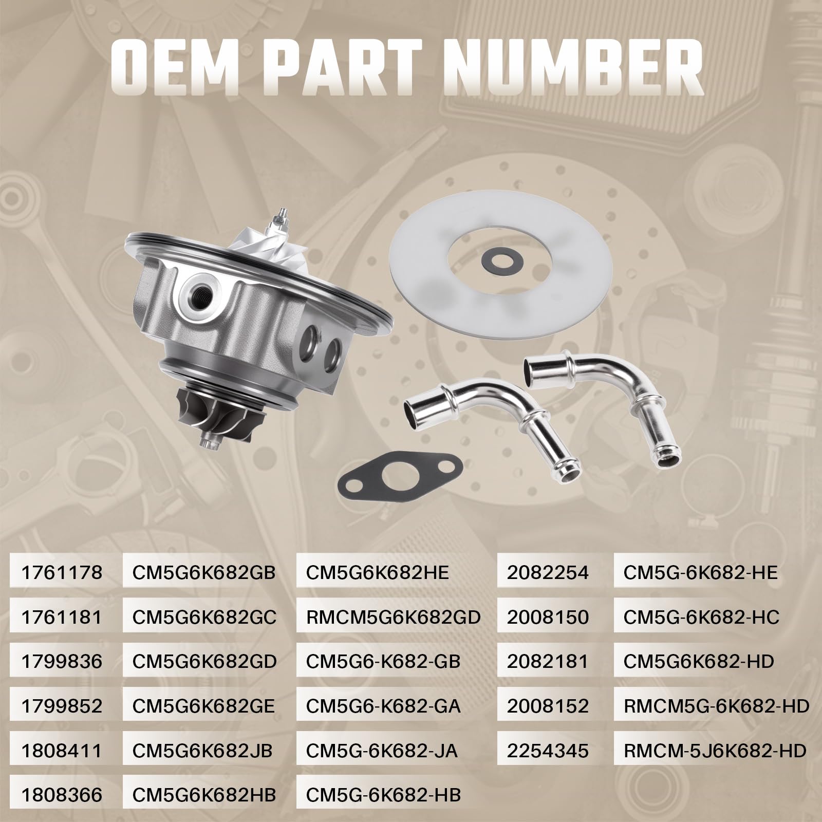 1761178 - Cartucho turbocompresor de repuesto para Ford Fie-sta Focus B-Max C-Max Mondeo 1.0 L M1CB 125 HP 2015-1761181 1799836 RMCM5G6K682GD