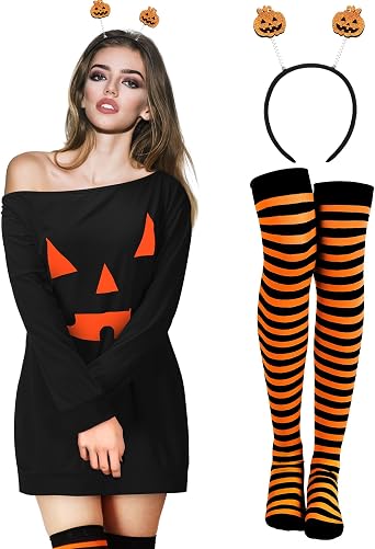 Suhine Mardi Gras Outfits for Women Costume Accessories Mardi Gras Dress Woman Feather Headband Purple Gold Thigh High Socks