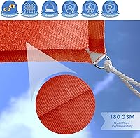 Vista 4 de E&K Sunrise - Toldo rectangular de 16 x 30 pies, con ojales de anillo en D, bloqueo UV, para pérgola, patio trasero, jardín, terraza (rojo)