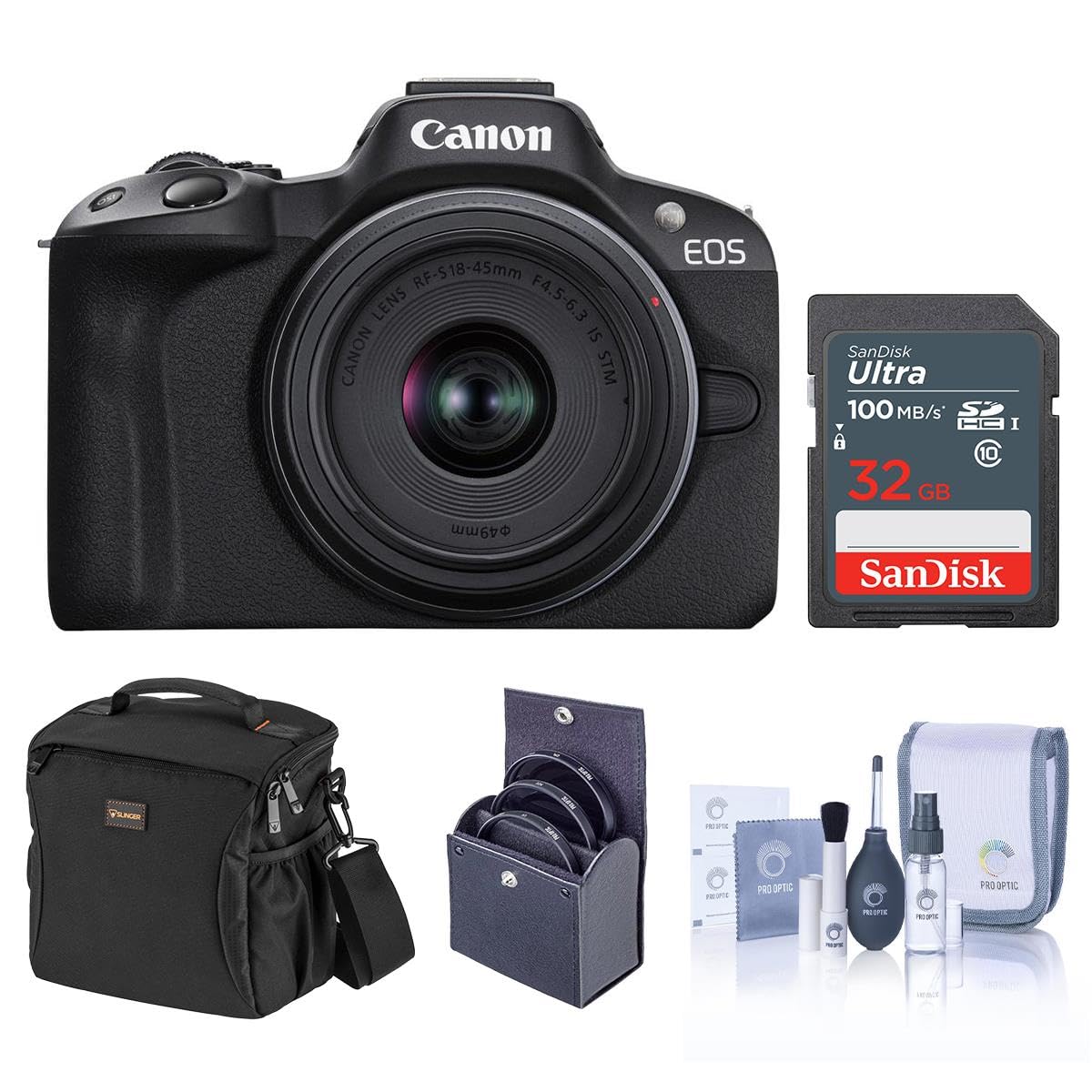 Canon EOS R50 Mirrorless Camera, Black with RF-S 18-45mm f/4.5-6.3