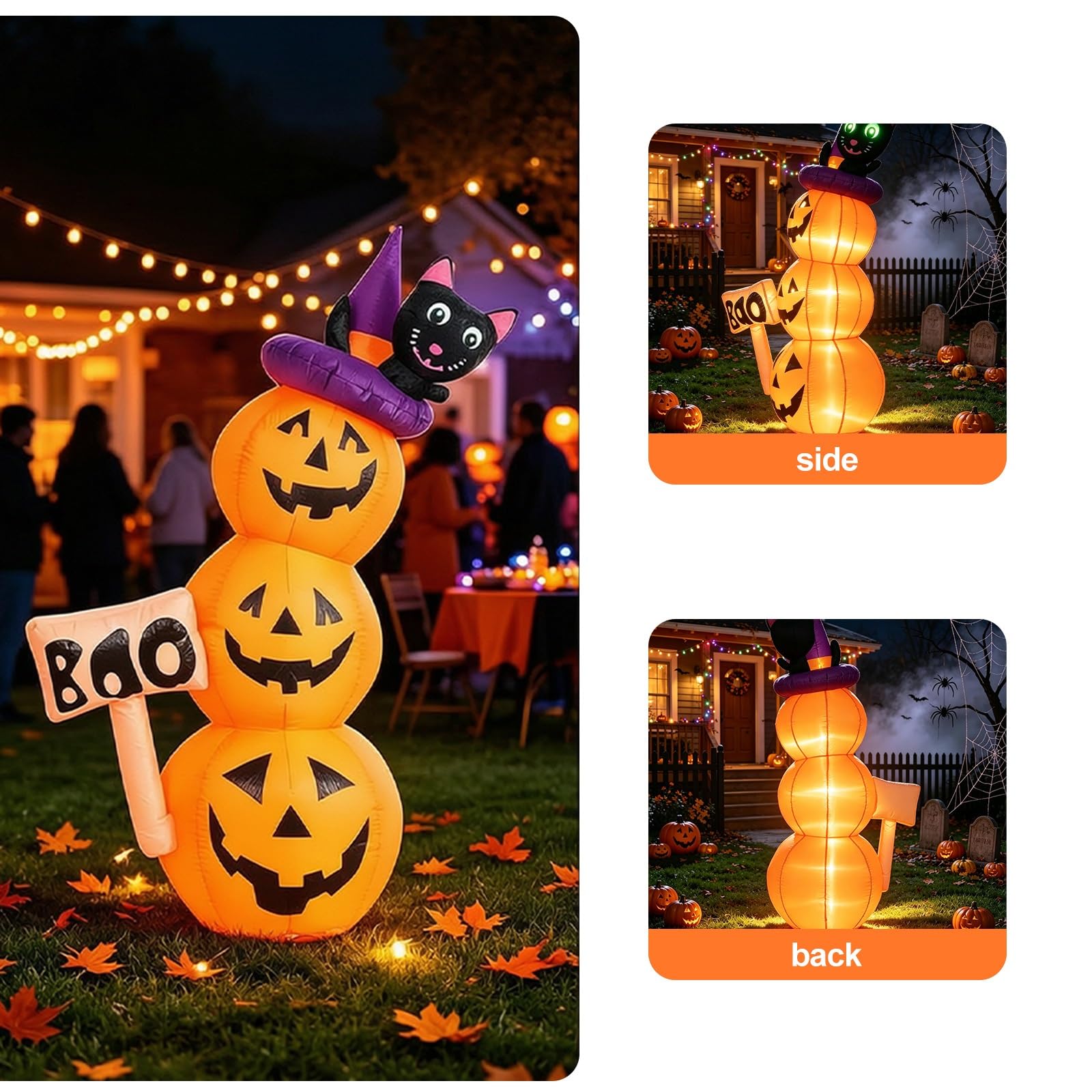 1,59 m Nadmuchiwane Ułożone Dynie Halloween, Lampion Ogród