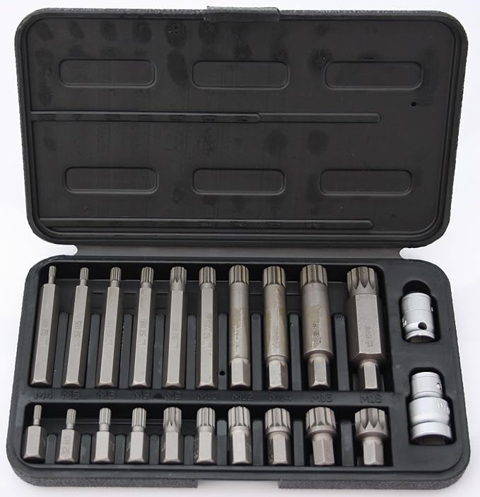 Spline Bit Set (30, 75mm) XZN Triple Square Bit Set 22Pieces (M4 M5