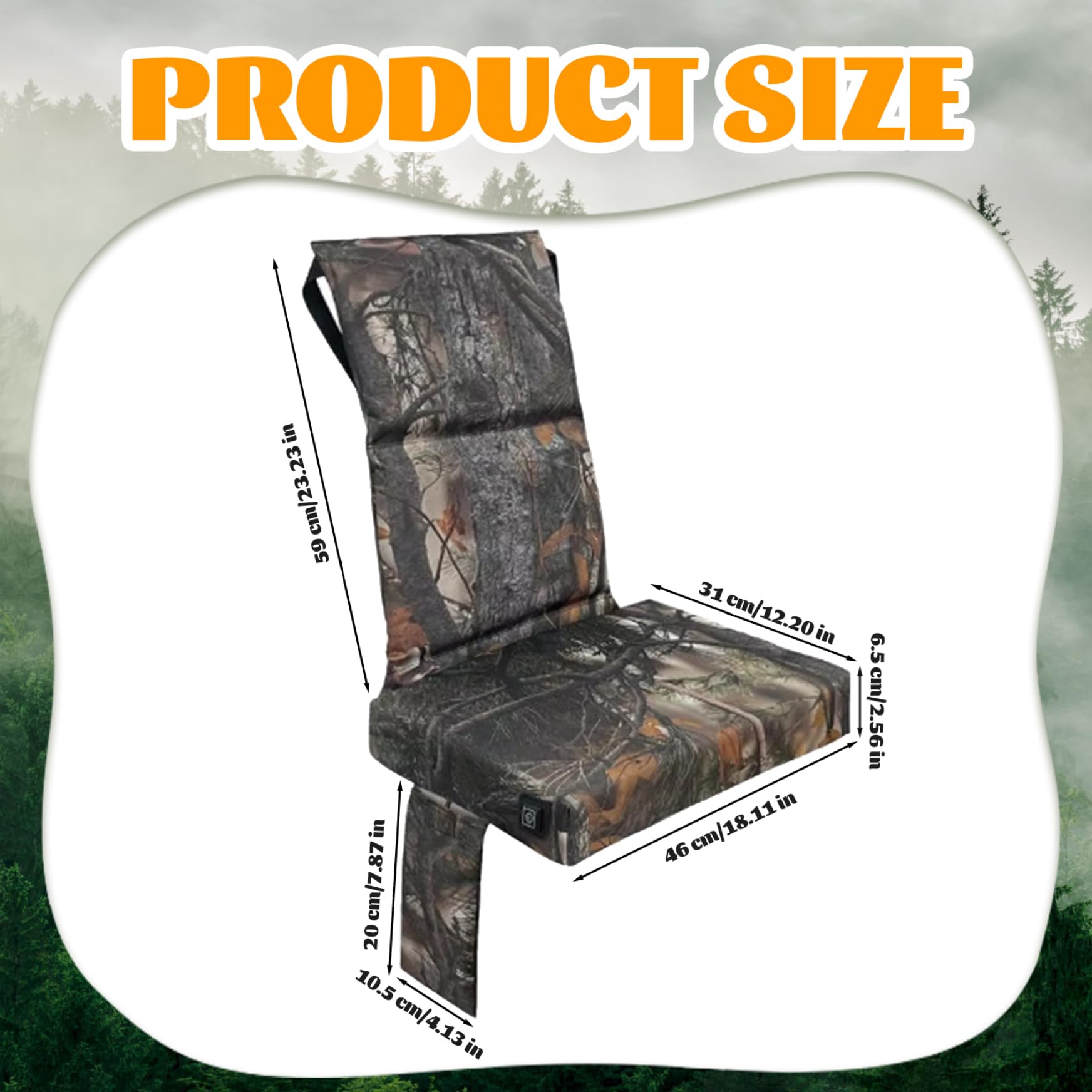 Shellwei Waterproof Heated Tree Stand Seat With Backrest - 3 Temperature Modes For Hunting