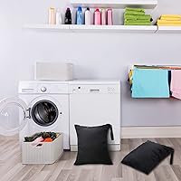 Vista 5 de Shappy 2 piezas de bolsa grande de lavandería para viajes, lavable, impermeable, para ropa sucia húmeda y seca, para baño y ejercicio (negro sólido)