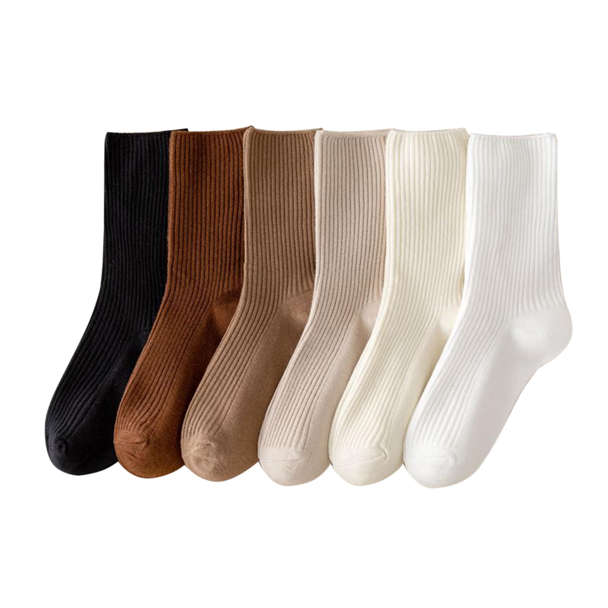 Women's Cute Crew Socks Casual Athletic Socks Aesthetic Socks Neutral Cotton Socks 6 Pack