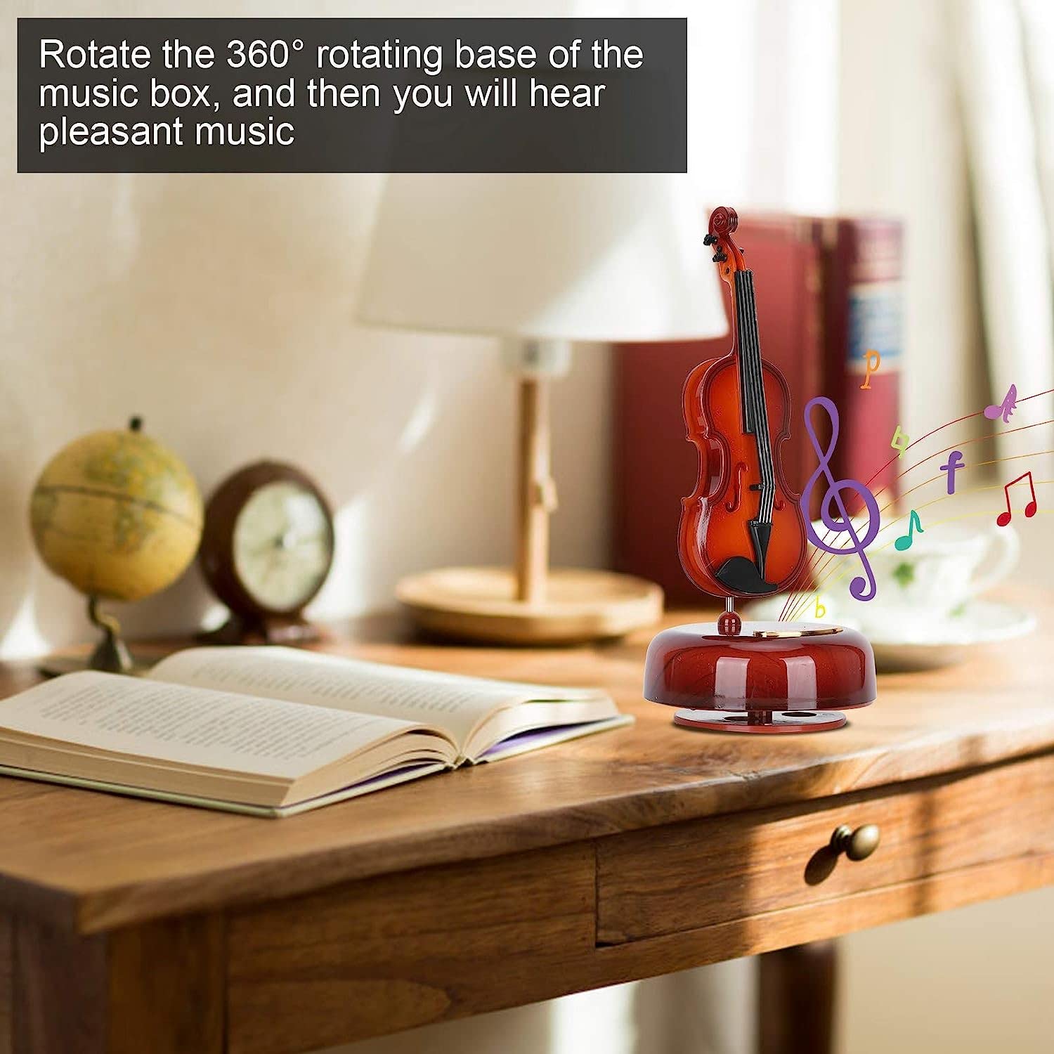 Ritmo Guitar Music Box, Musical Instrument Model with Base Classical Instrument Decor Miniature Dollhouse Model for Home Wine Cabinet Decoration Gift for Mothers Day, Birthday - Image 2 thumbnail
