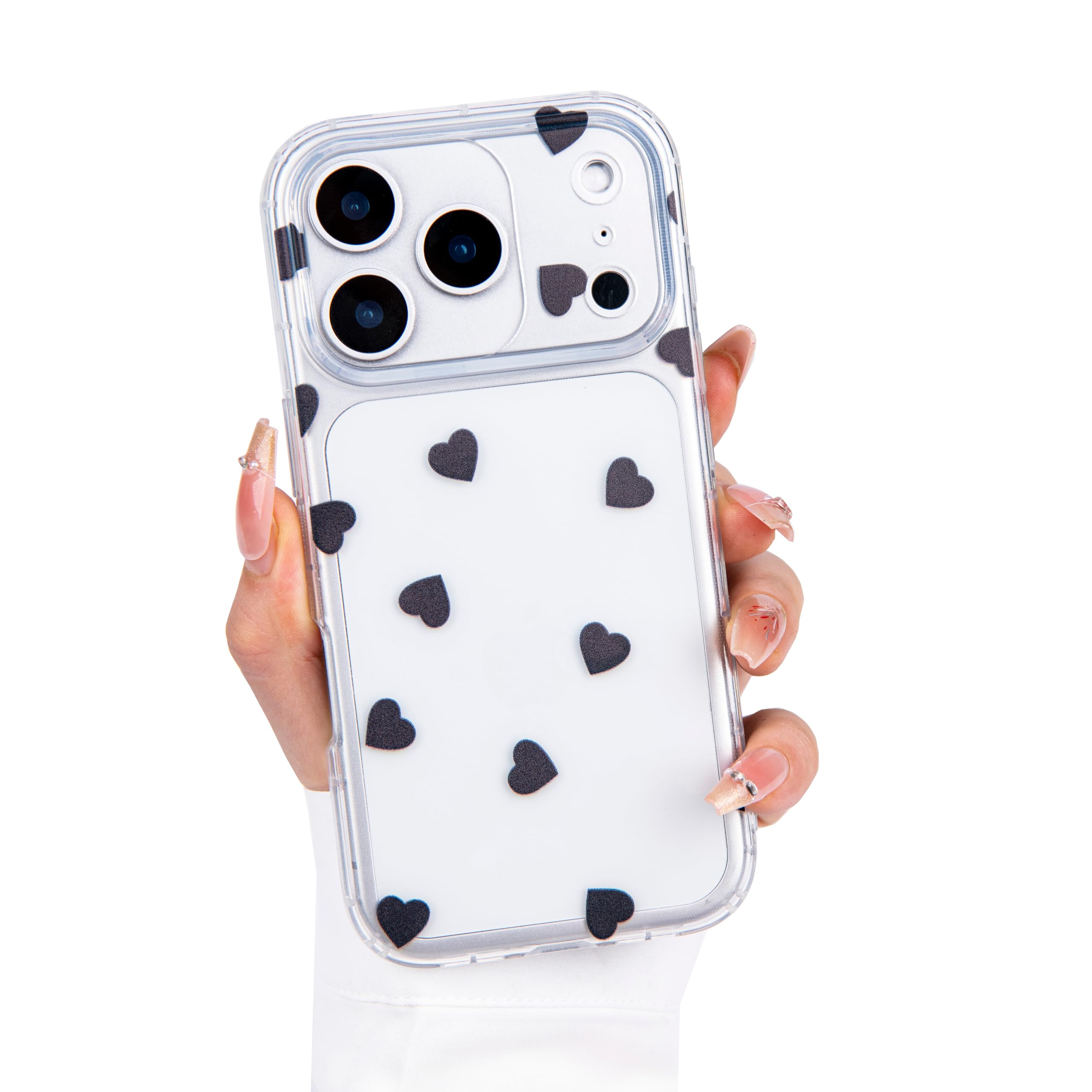 Einaily Hülle für iPhone 17 Case Crystal Clear Handyhülle Mode Chic Herz Muster Ultra Dünn Transparent Klare TPU Silikon Bumper Stoßfest Kratzfest Schutzhülle für iPhone 17 Slim Case Cover