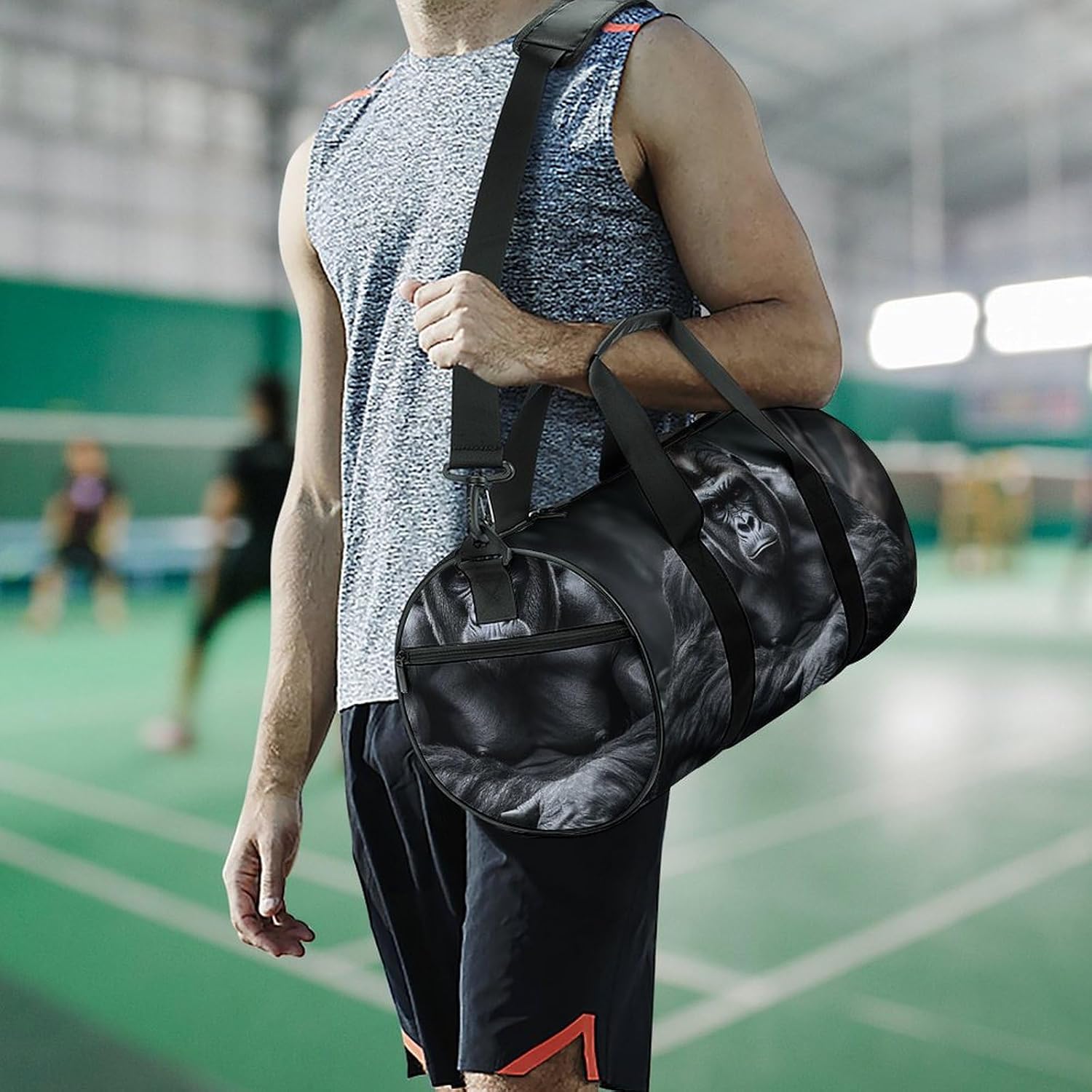 Gym Bag Gorilla on The Ground Duffel Bag for Men Women Overnight Bag with Shoe Compartment Workout Bags