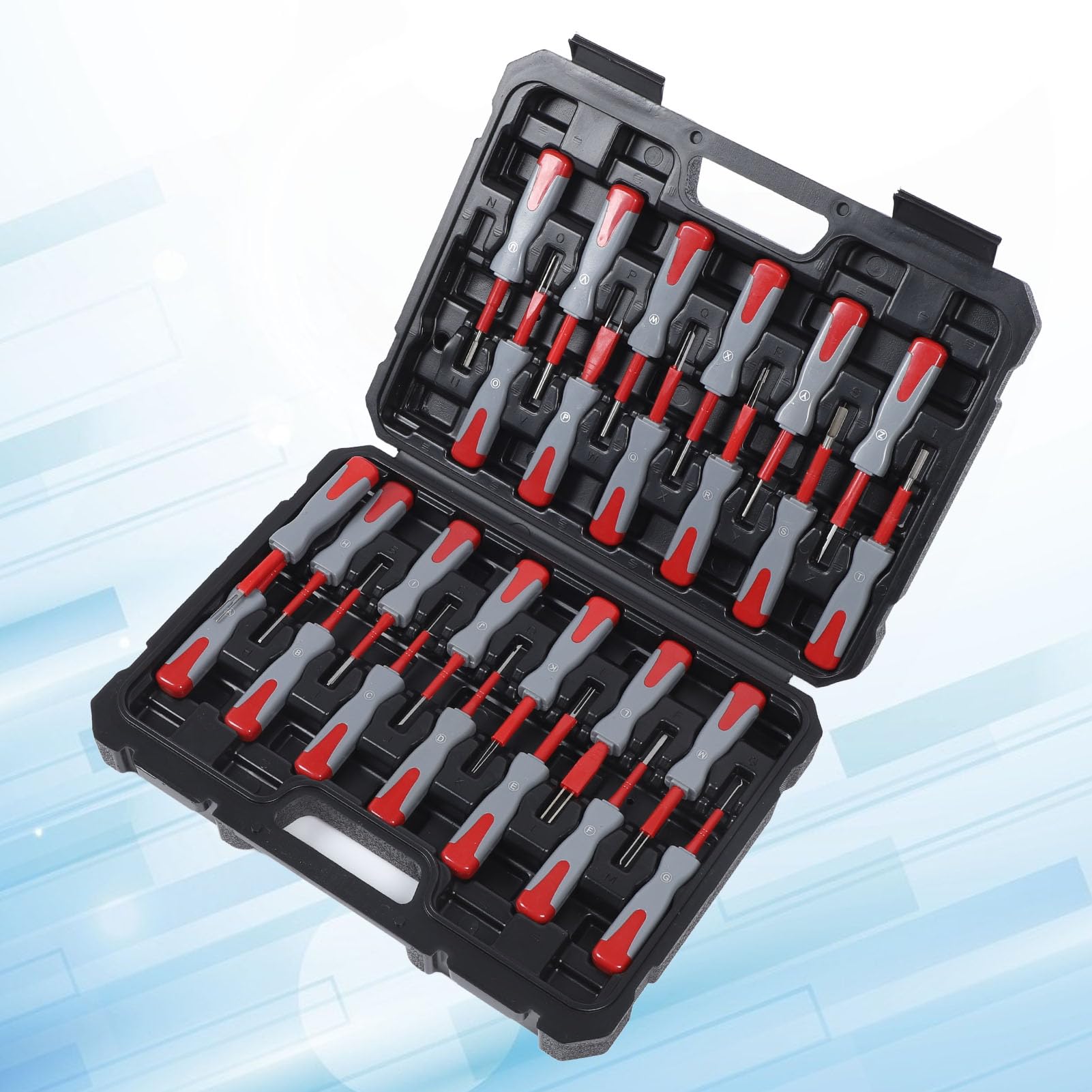 26PCS Zestaw Narzędzi do Usuwania Terminali, Uniwersalne Wielofunkcyjne Przewody Samochodowe Złącze Złącza Złącza, Stal o Wysokiej Wytrzymałości, Konstrukcja Przeciw Pośływaniu,