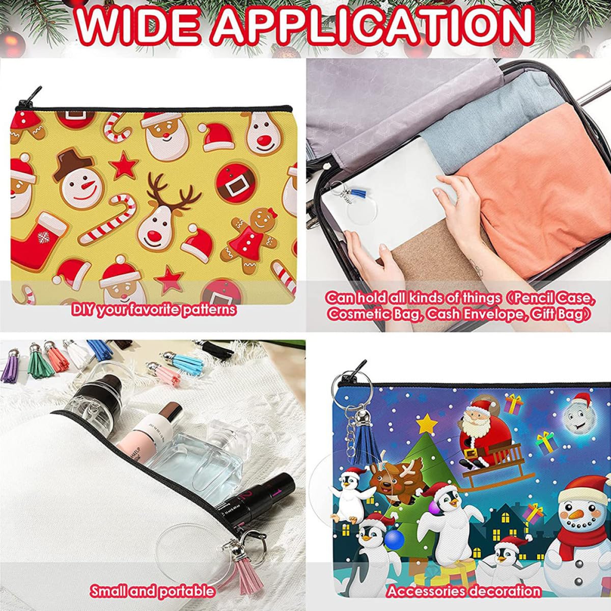 Tofficu Set 10 Pezzi Borse Cosmetiche in Tela Bianca Zip, Sacchetti per Trucchi e Accessori, Borsa da Viaggio Resistente e Pratica per Famiglia