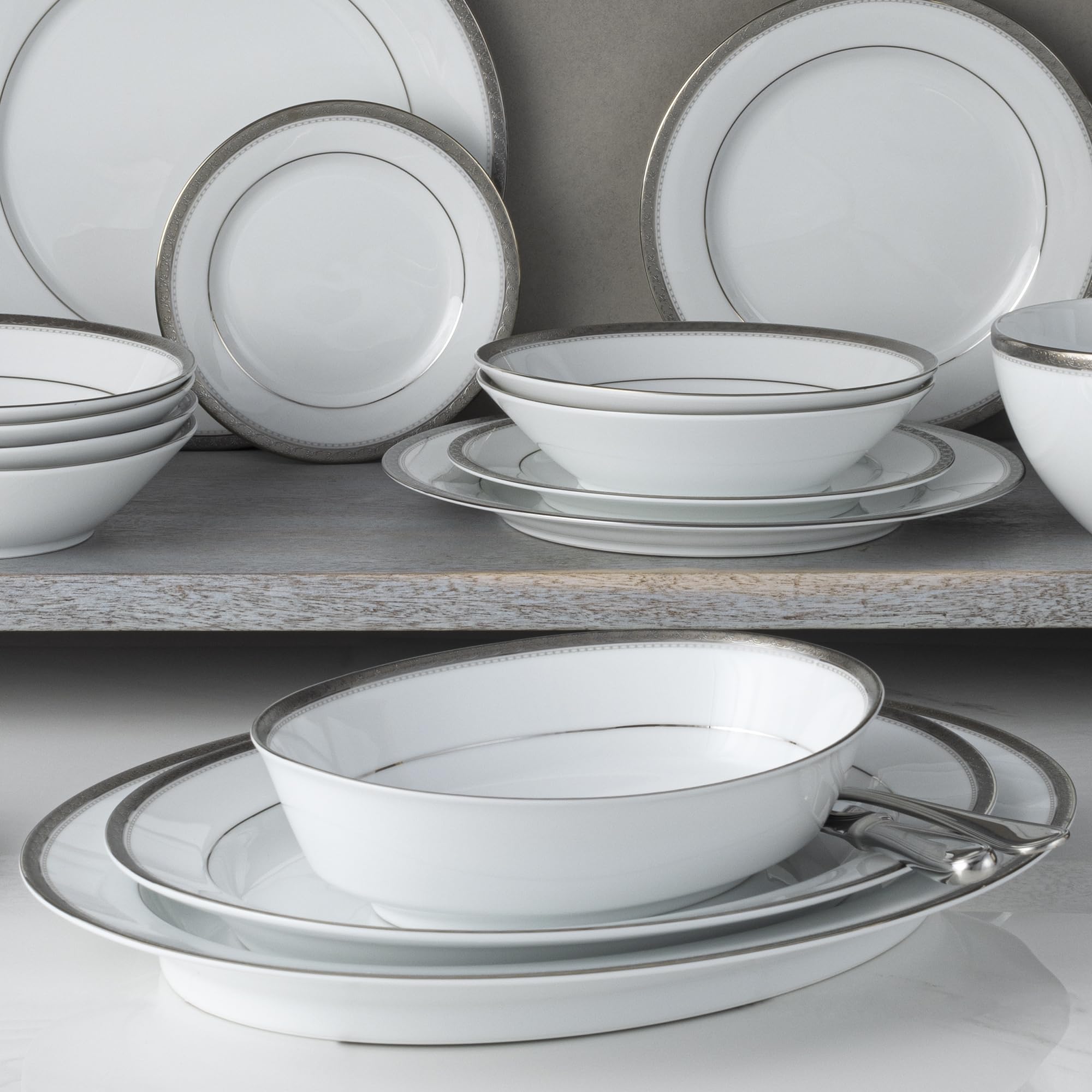 Amazon.com | Noritake Charlotta Platinum 30-Piece Dinnerware Set