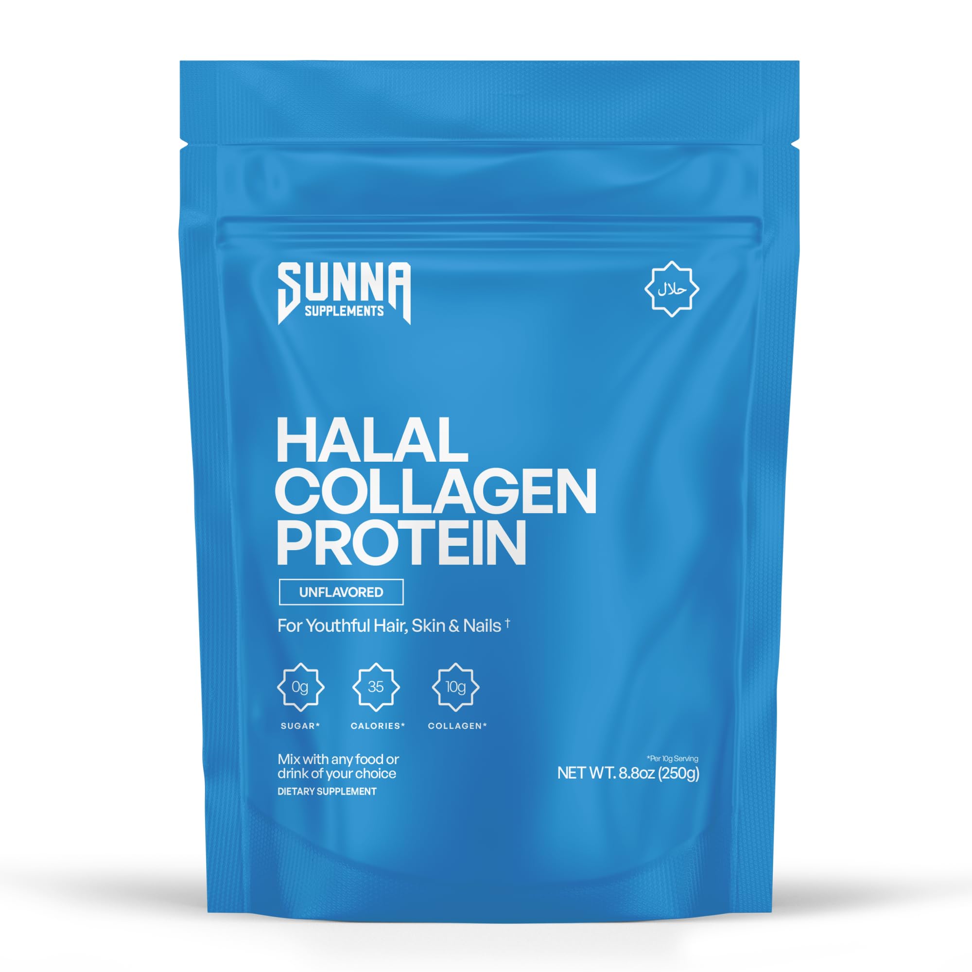 SUNNA SUPPLEMENTS - Polvere proteica di collagene bovino halal per capelli, pelle, unghie, articolazioni e molto altro ancora! Adatto per uomini e donne
