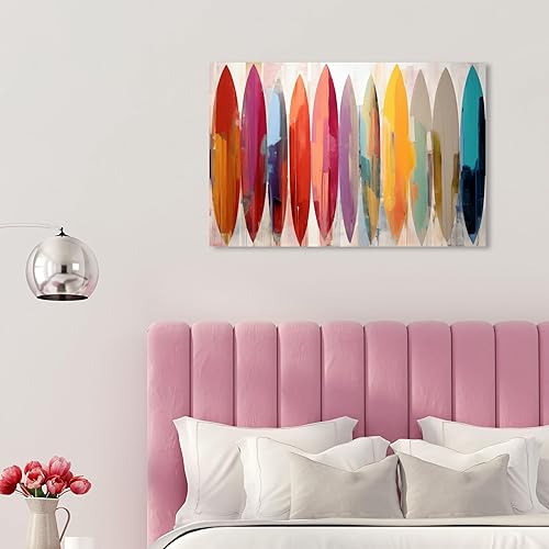 Miniatura 5 de Wynwood Studio Lienzo enmarcado contemporáneo náutico y costero, tablas de surf abstractas, arte de pared para sala de estar, dormitorio y baño, 30