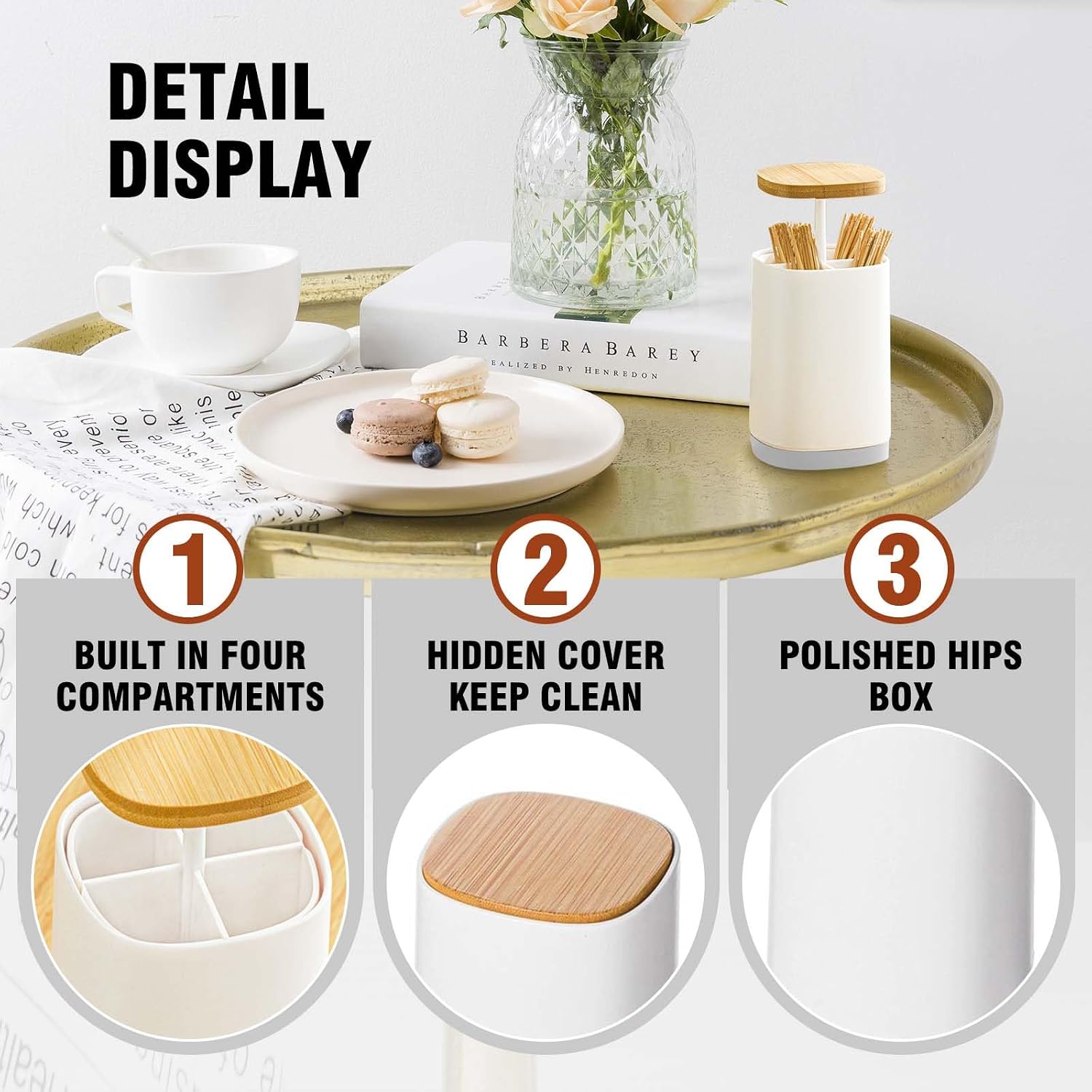 Toothpick Holder, Portable Retractable Toothpick Dispenser Retro Pop Up Toothpick Case Storage Organizer for Kitchen (Grey) image 2