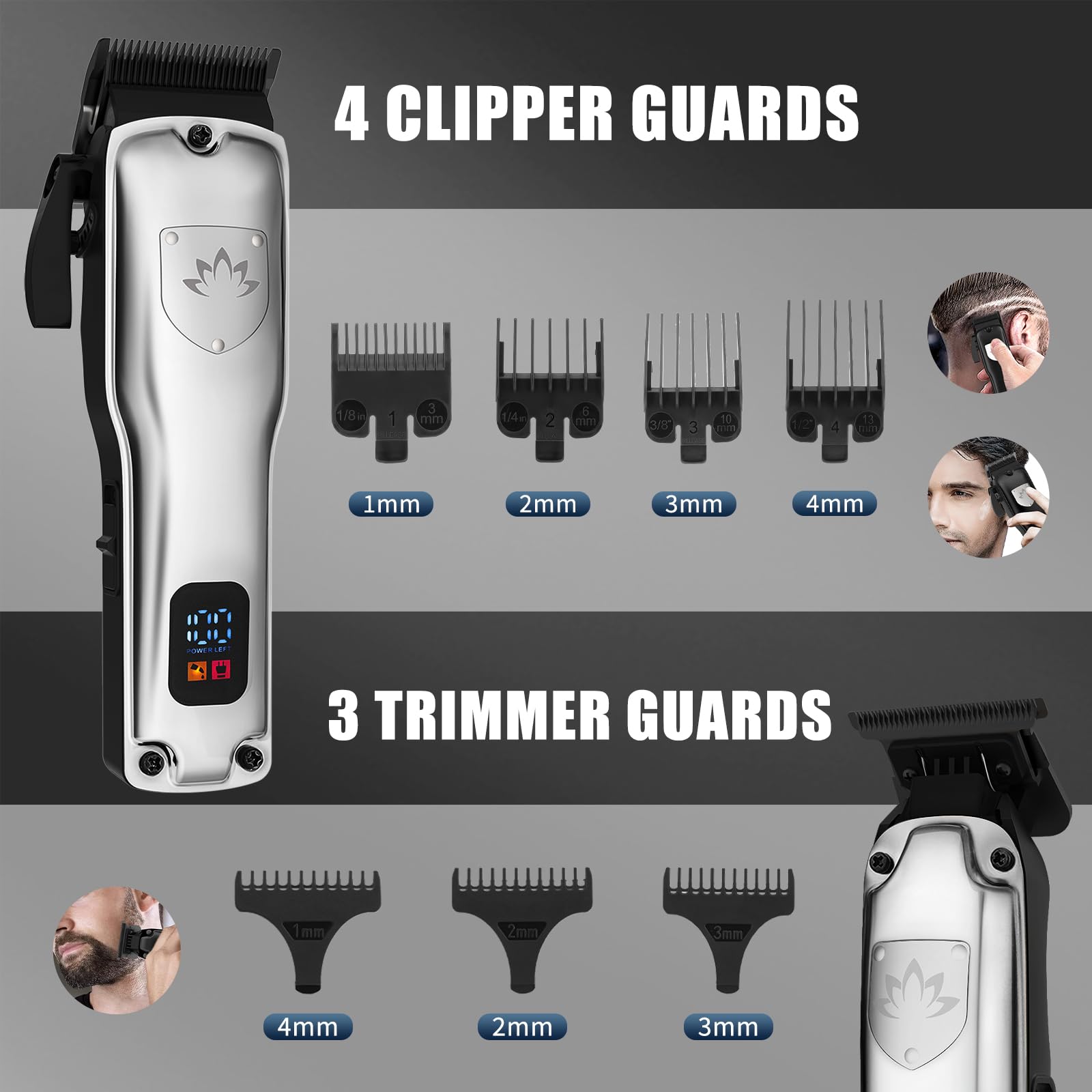 Suttik 4 in 1 Haarschneider Set Männer Haartrimmer Bartschneider Nase Ohr Trimmer Professionelle elektrische Rasierapparat Rasierer Wiederaufladbare Barbier-Kit Geschenke für Ihn