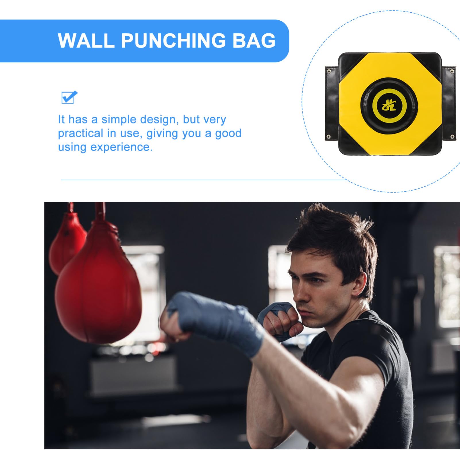 Hemobllo Boxe Murale de Boxe Fixe Mur pour Entraînement de Kicks de Frappe Murale Équipement Entraînement