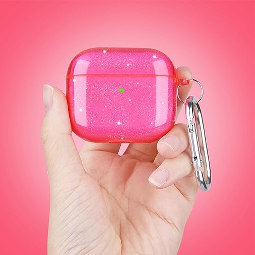 Miniatura 3 de AIRSPO Funda para Airpods de 3 generación, funda para AirPods 3 con kit de limpieza, funda protectora de TPU transparente con purpurina para Apple