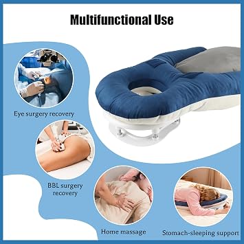 Face Down Pillow for Eye Surgery Recovery, Vitrectomy Recovery Pillow | Post Eye Surgery Support Cushion with Adjustable Stand & Chest Pad, Prone Pillow for Macular Hole and Retinal Surgery Patient