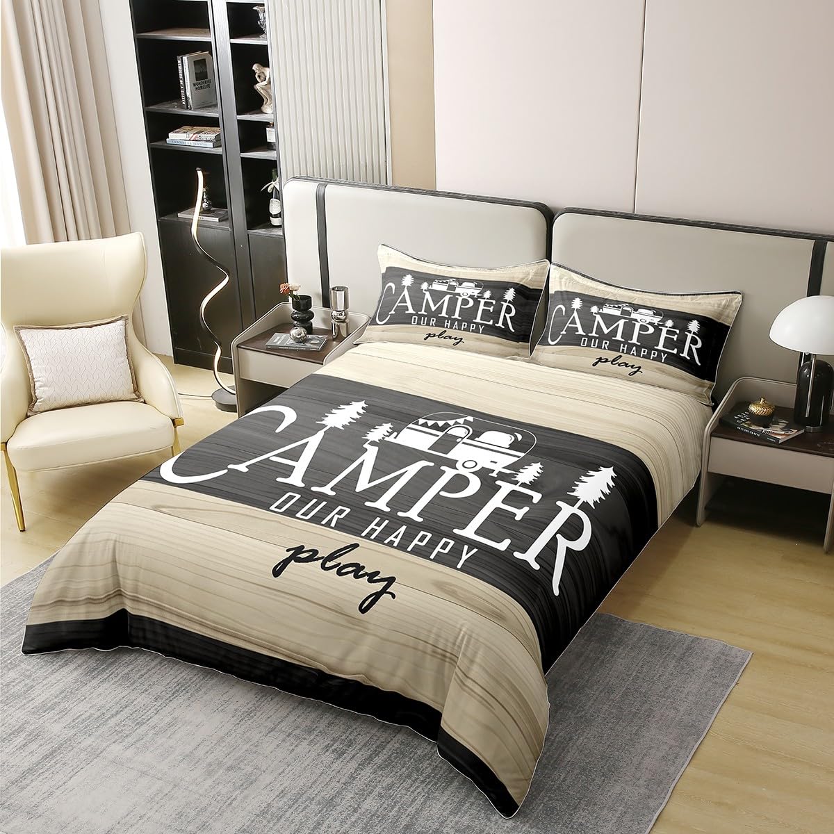 Housse de couette 200x200 en coton pour transformer votre chambre en cabine de forêt cosy