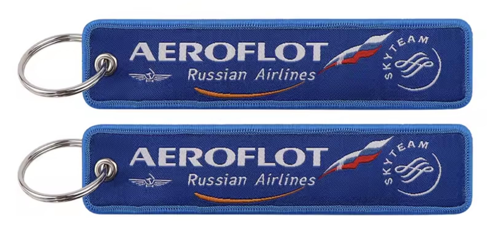 PJSC Aeroflot Airlines Russian Russia Air Aviation Budget Asia Asian Airline Flag Carrier Aircraft Air Airplane Flight Keychain Key Tag Chain Fob Ring, Mixed, 5.1 x 1.2 inches