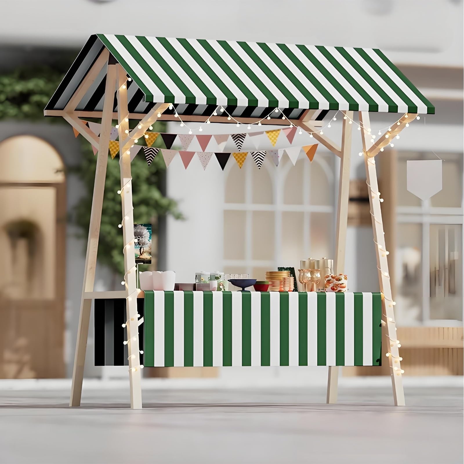 Carretti Del Cibo In Vendita Pieghevole Bancarelle Mercato Per Attività Commerciali All'aperto Con Tettoia, Scaffale Concessioni Da Strada(Green2,150cm/59in)