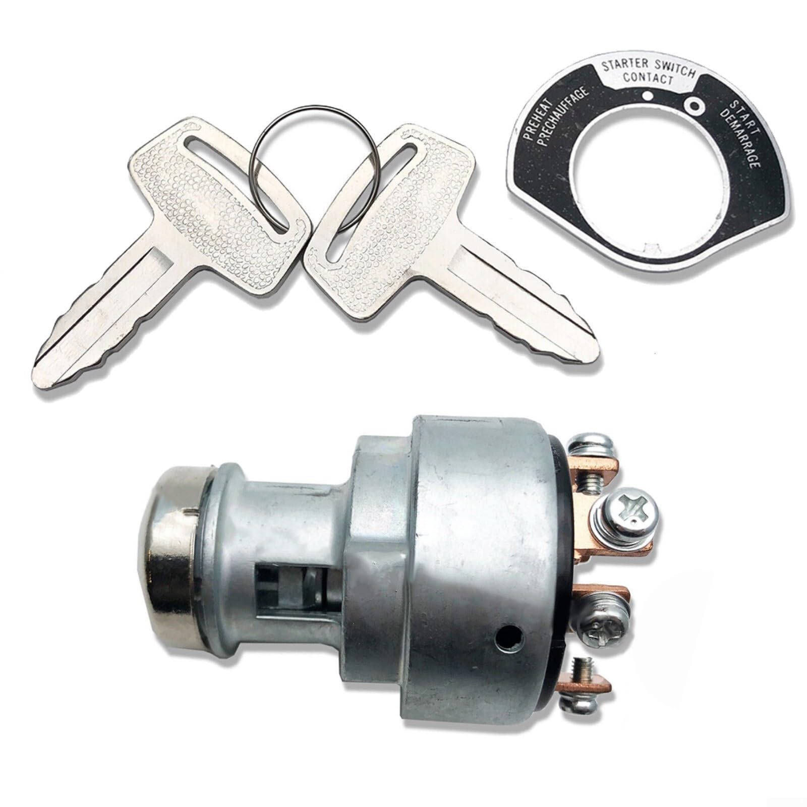 KiraKira Interruptor Kubota para cortacésped diésel y de gas, número de pieza 66706-55120 1E013-63590, incluye 2 y junta, fácil instalación, plateado