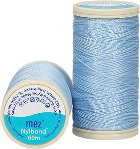 Fil à Coudre Nylbond MEZ - 100% Nylon, épaisseur 60, Emballage 60 M | Fil Collé Résistant à La Friction, Idéal Pour Jeans, Cuir, Tissus Stretch