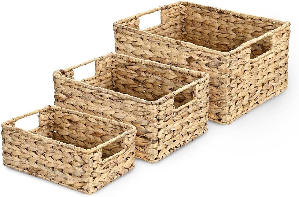 Handwoven Basket Set, 3Pack Water Hyacinth Toilet Paper