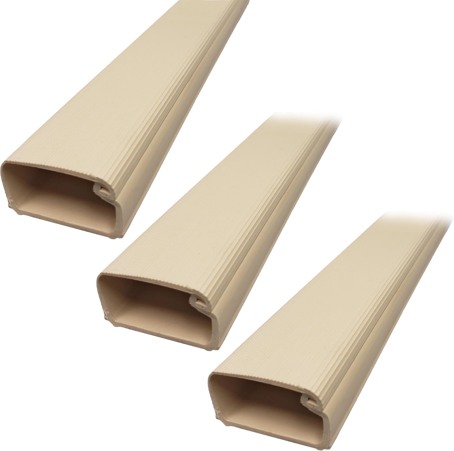 Electriduct 1.5" Locking Channel Raceway Cord Concealer and Wire Hider Cable Manager - 46 Inch - Beige - 3 Pack
