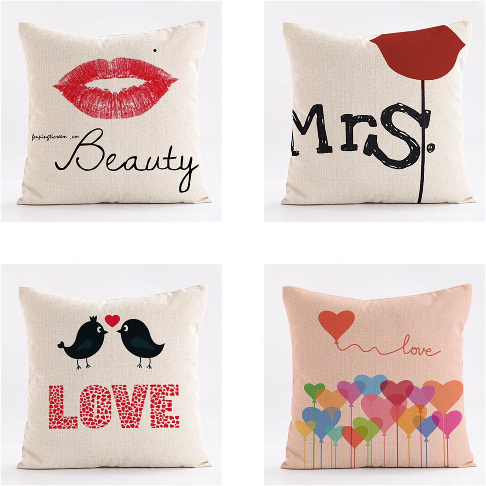Housses de coussin 70x70 cm lot de 4 au motif coeur pour embellir votre canapé de salon