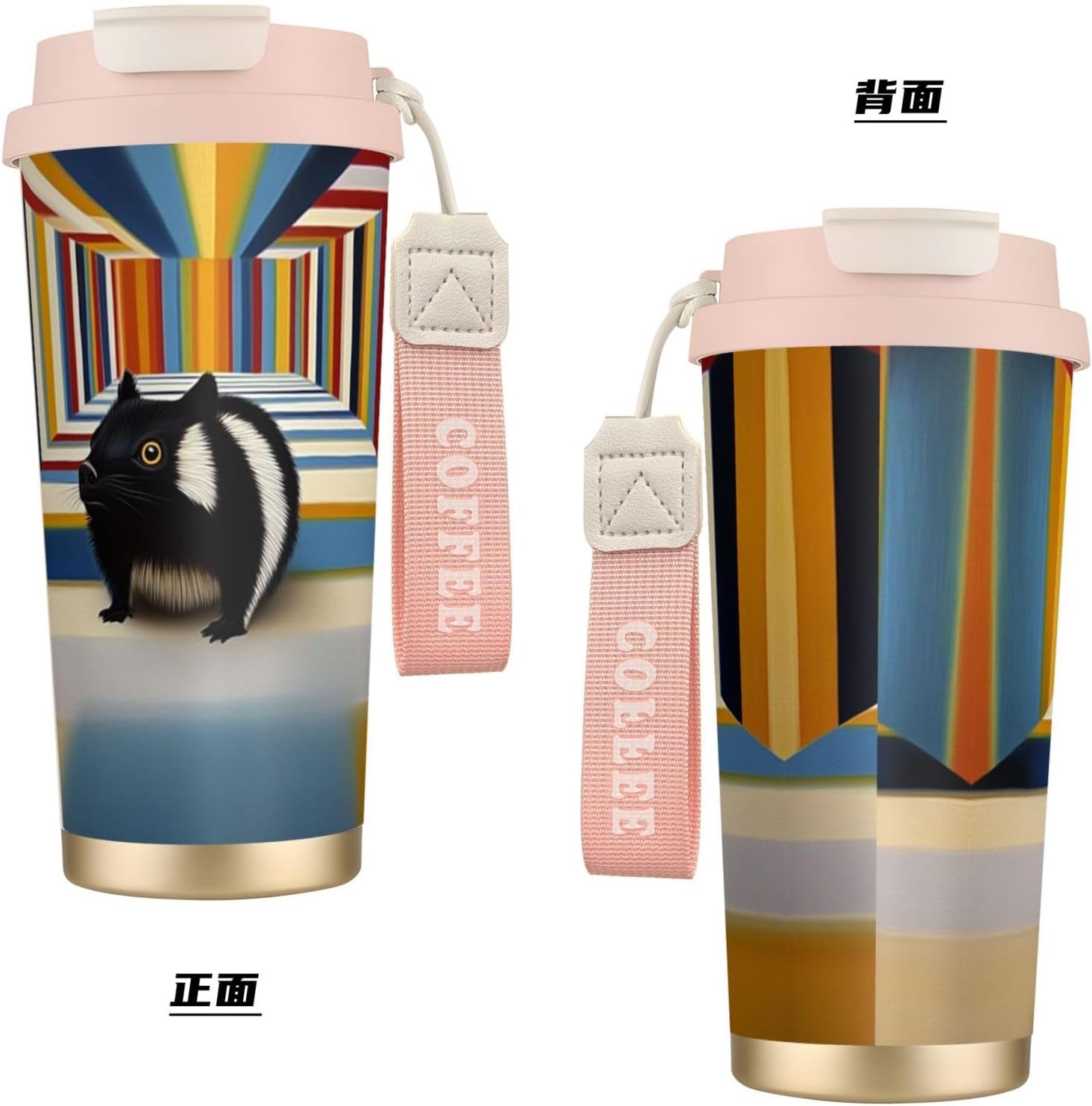 Unique Customized Coffee Mug - Insulated Stainless Steel Tumbler for Travel, Home & Office - 17 oz The Void Cat Pink