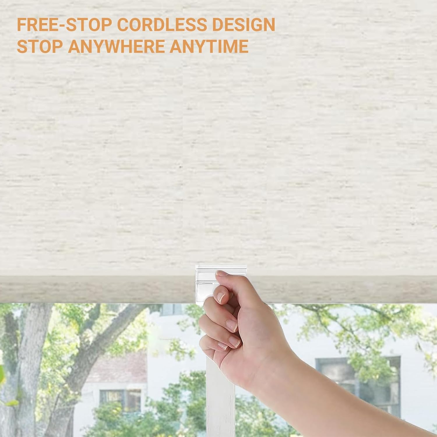 Custom Size Free-Stop Cordless Roller Blinds for Windows Blinds Light Filtering Roller Shades for Windows Natural Woven Linen Fabric UV Protection Shades for Home,Office,Linen Cream,83" W × 56" H