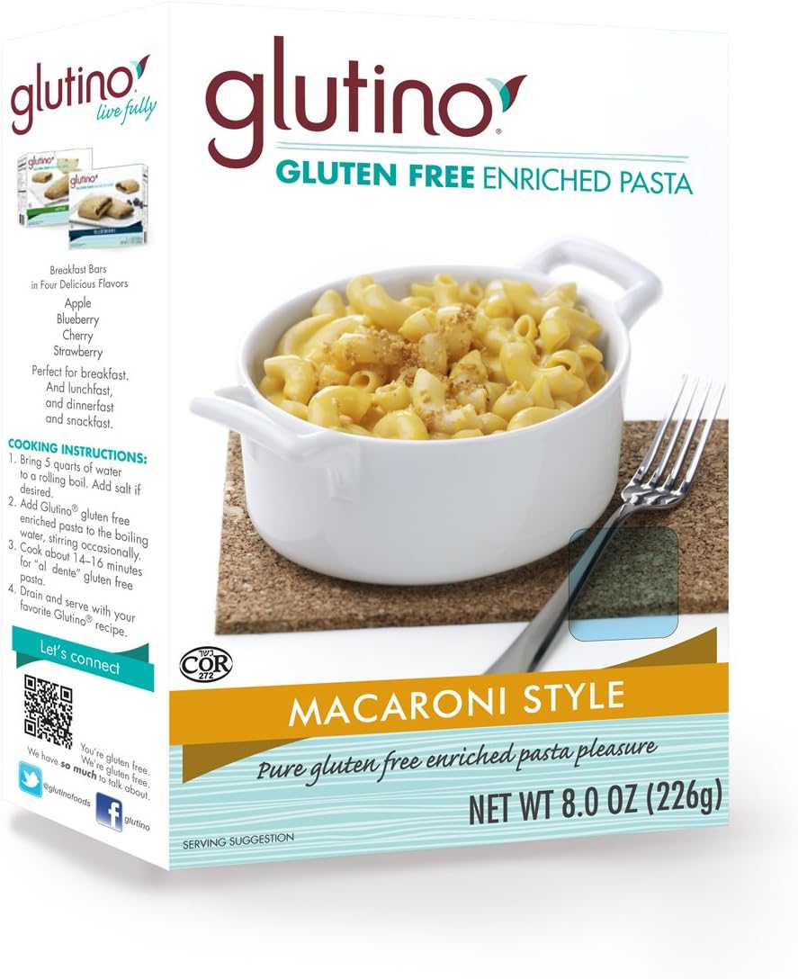 Glutino Gluten Free Pasta, Elbow Macaroni, 8 Ounce (Pack of 12)