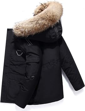 AKT Men's Down Jacket White Duck Down Men Hooded Parka Winter Warm Jacket Coat