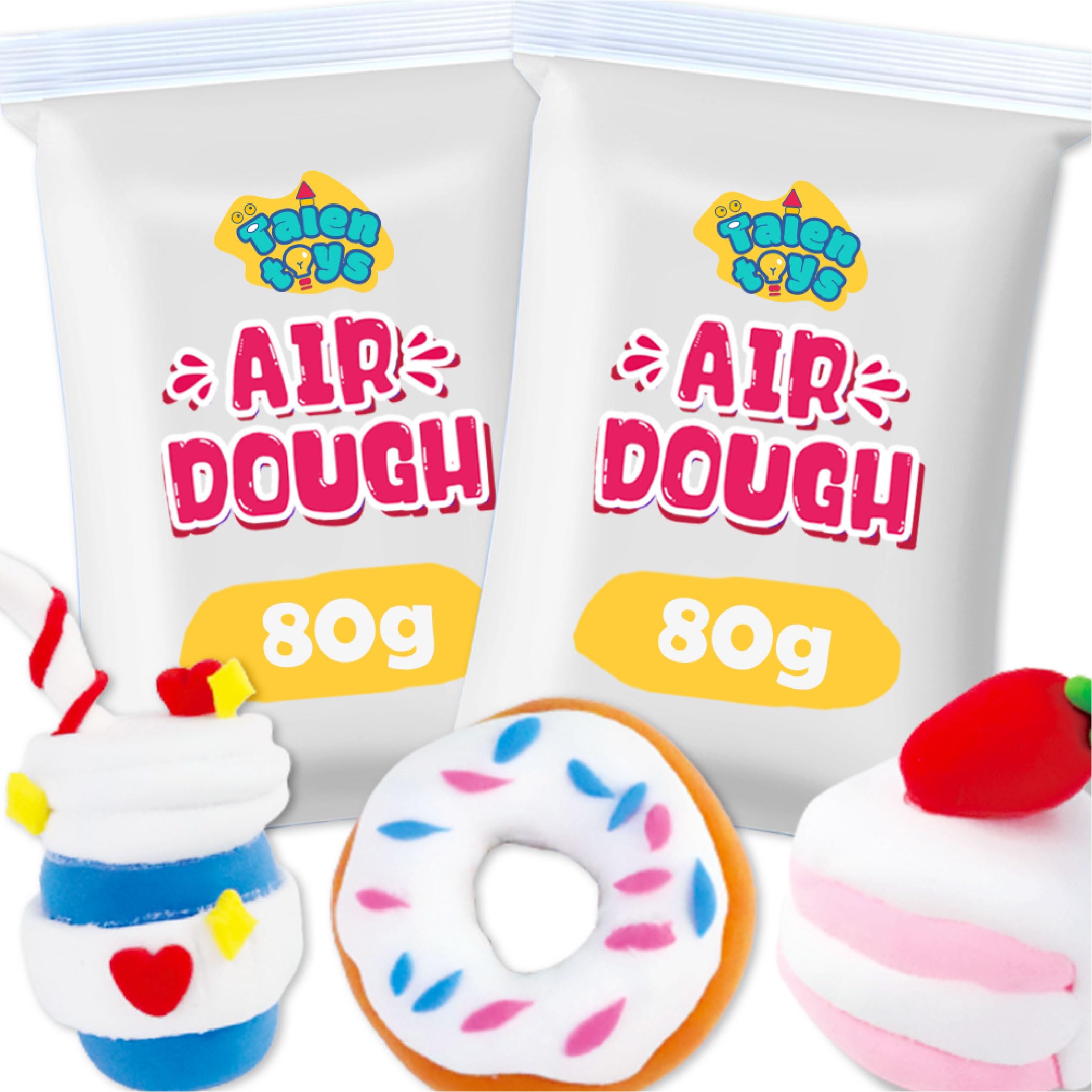AIR DOUGH 160G Recarga Plastilina Niños Arcilla Polimérica Arcilla Secado Al Aire Juego Plastilina 2 3 4 + Años Arcilla Polimerica Secado Al Aire Pasta Modelar Air Dry Foam Clay Regalo Niños - Blanco
