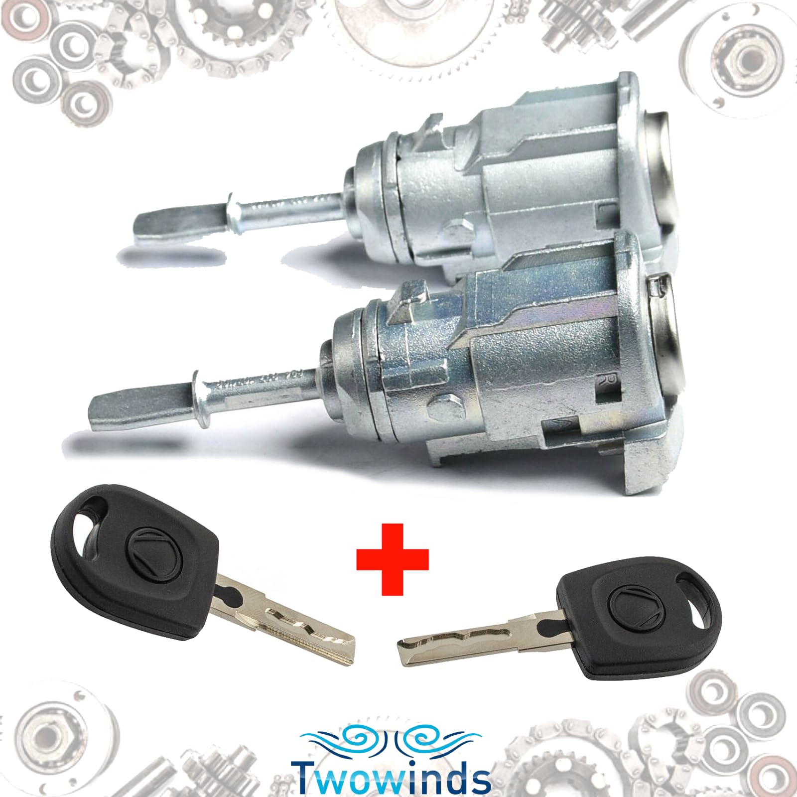 Twowinds - Cilindro Serratura 604837167 Compatibile con VW Bora 1J2, 1J6 (1997-2006) Golf 4 1J1, 1J5 (1997-2006) - Portiera Anteriore Destra e Sinistra - 604837168 - Serratura di Sicurezza e chiavi