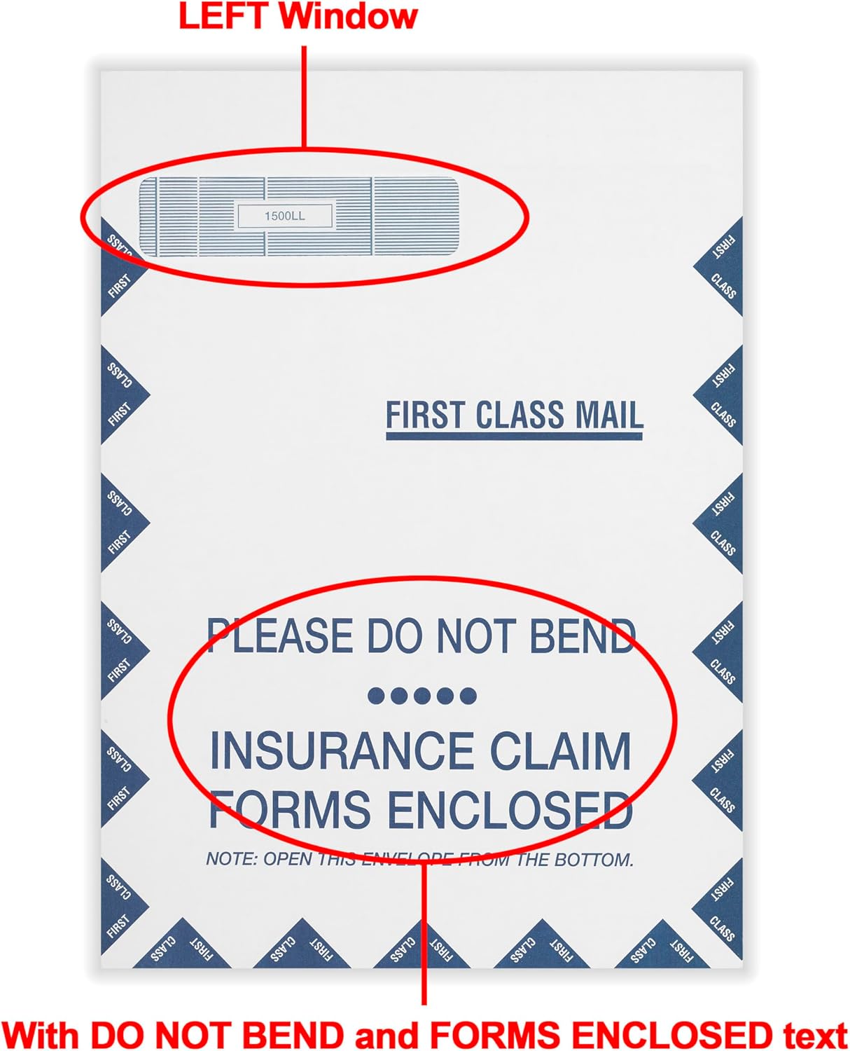 ComplyRight CMS-1500 Jumbo Left Window “Do Not Bend” Healthcare Billing Envelope, Self-Seal, 9" x 12-1/2", Pack of 500, Office Supplies for Physicians, Specialty Providers, Medical Billing Companies