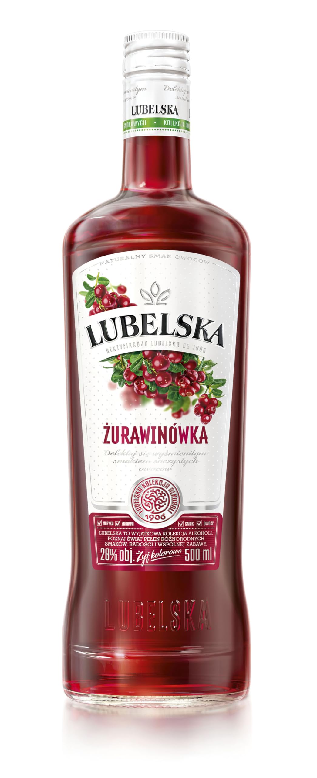 Lubelska Cranberry Vodka Liqueur - Fruit Flavoured Vodka Liqueur Perfect for Parties and Festivals - 28% ABV, 50cl