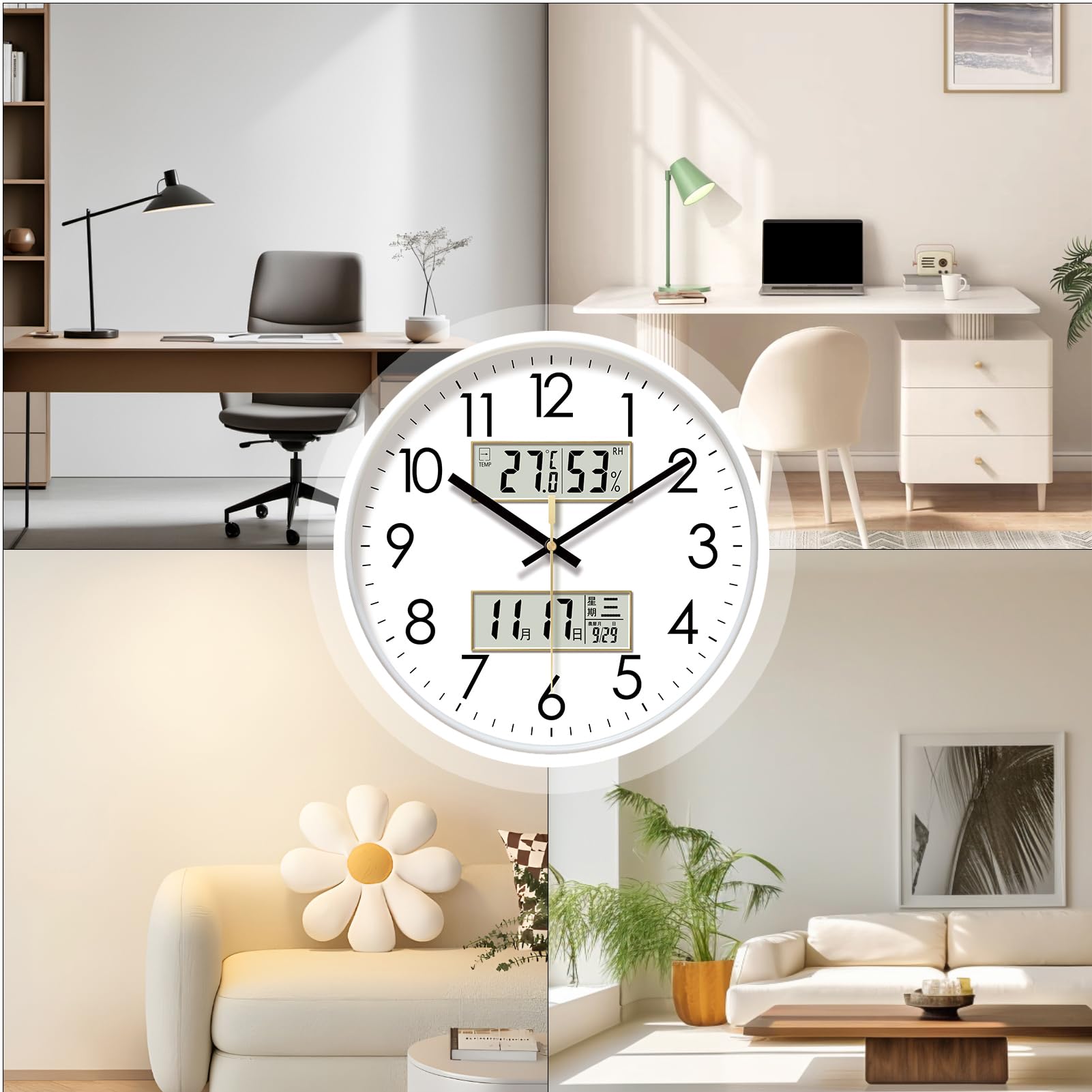 Orologio da parete silenzioso – Display fluorescente al buio