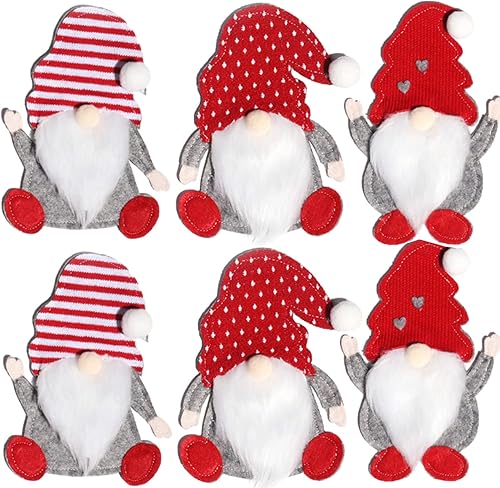 Juego de 6 soportes de cubiertos de Navidad, soporte de vajilla de Navidad sueco, gnomo de Papá Noel, portatajos, tenedores, bolsa para Navidad, Año