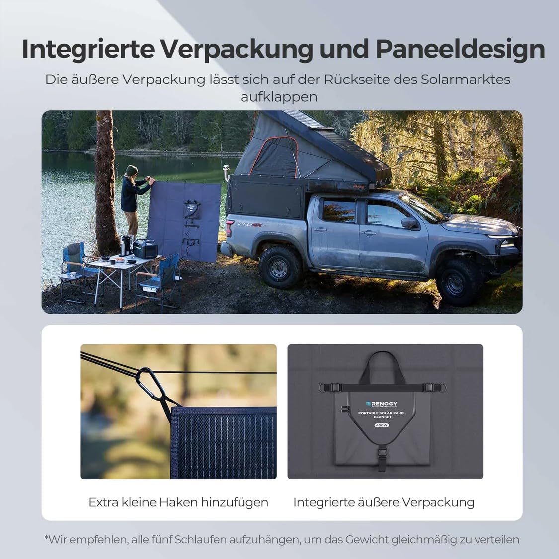 Renogy Faltbares Solarpanel 400W N-Typ 25% Wirkungsgrad IP65 Tragbar Solarmodul für Outdoor Wohnmobil Camping