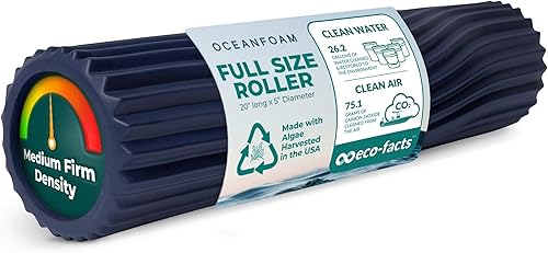 Miniatura 1 de Oceanfoam Tidal Roller - Rodillo de espuma para masaje muscular para dolor de espalda y estiramientos, textura firme y ergonómica de onda ancha,